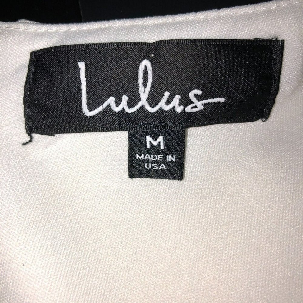 Lulus Medium Ivory Short Sleeve Zip Back Short Mini Shift Dress Size M USA Made - Picture 8 of 9